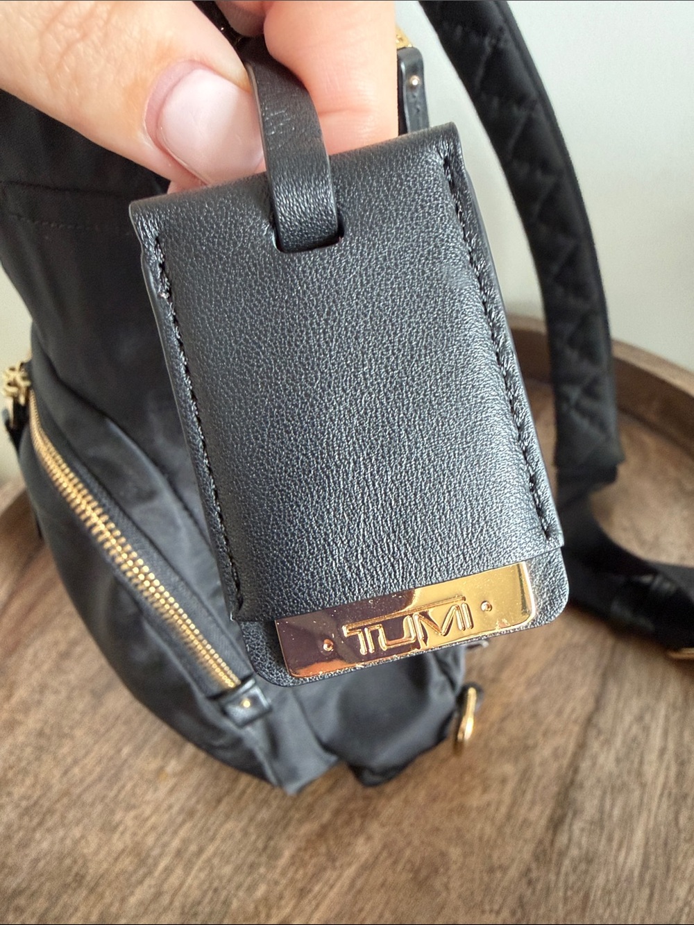TUMI Voyageur Nadia Convertible Backpack/Sling – Black Nylon Gold Hardware - Picture 14 of 15